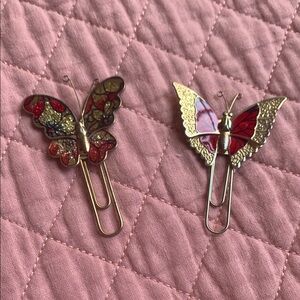 VINTAGE 1990 Butterfly Paperclip Set with Red and Gold Accents